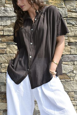 Asher Cap Sleeve Blouse Chocolate